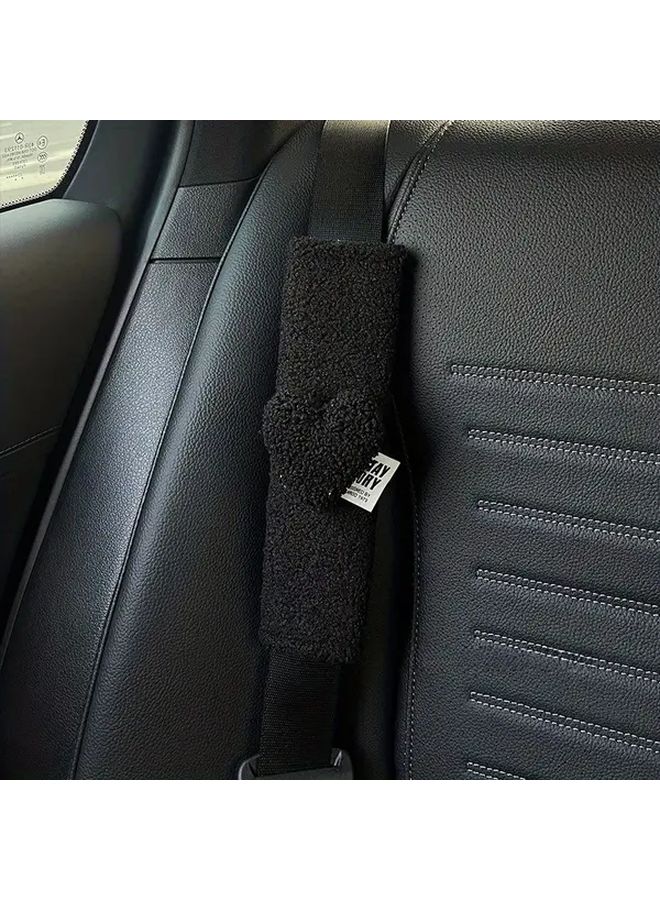 Black Car Seat Belt Covers Soft Anti Slip Shoulder Pads Set Of 2 For Most Vehicles - Image 5